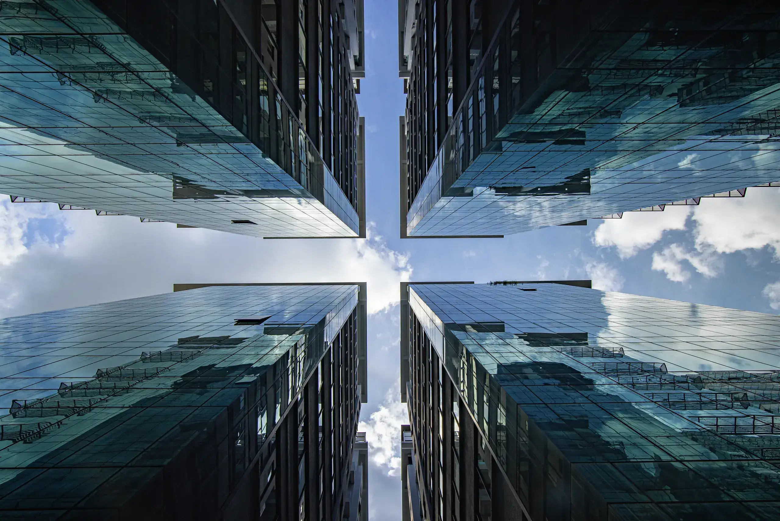 City buildings reaching toward the sky